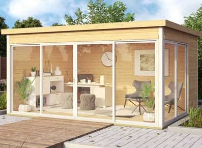 de vastes baies en verre pour ce chalet bois en kit